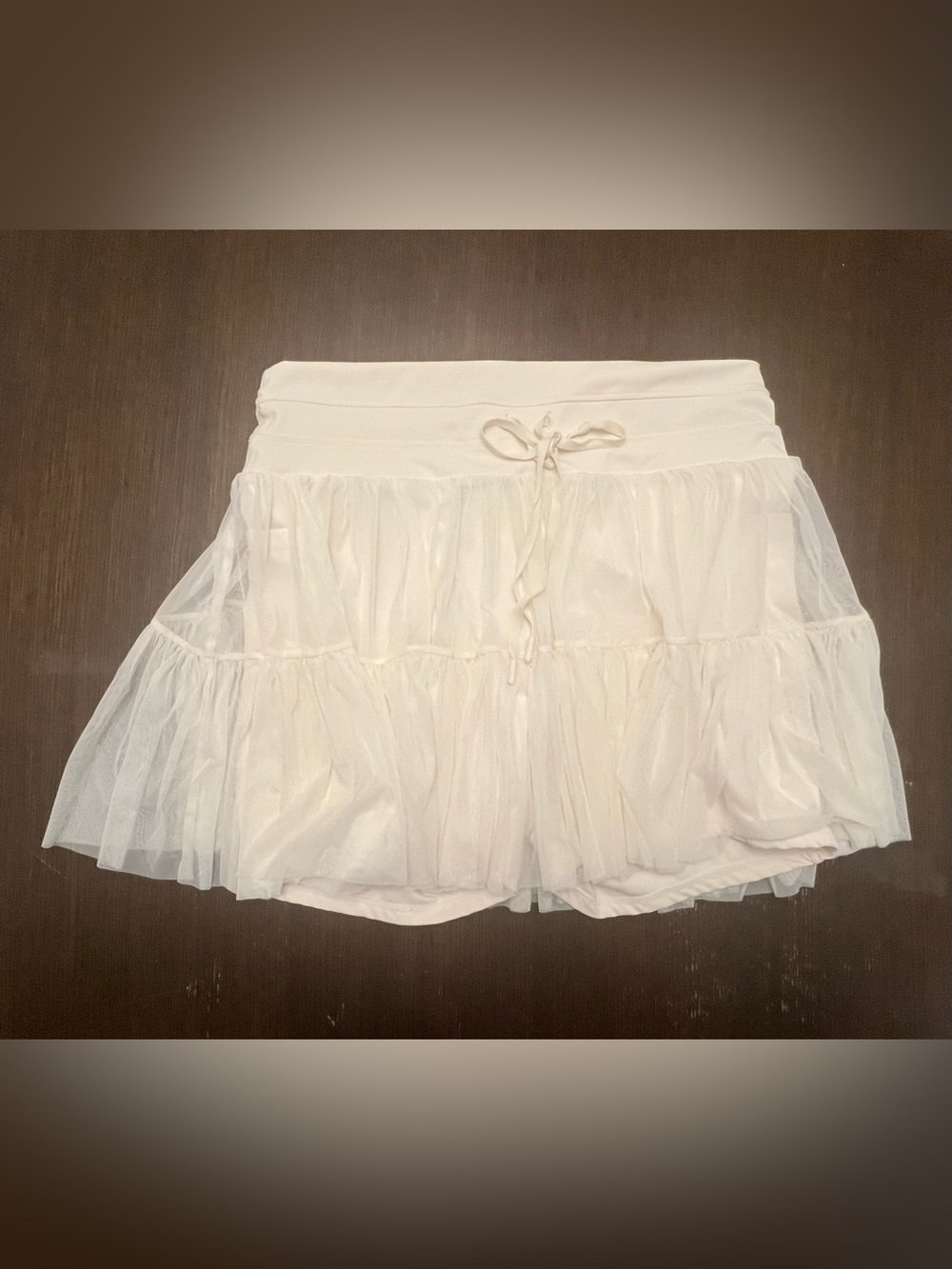 POPFLEX 3X Pirouette Skort Cream Mesh Tiered Tennis Athletic Skirt